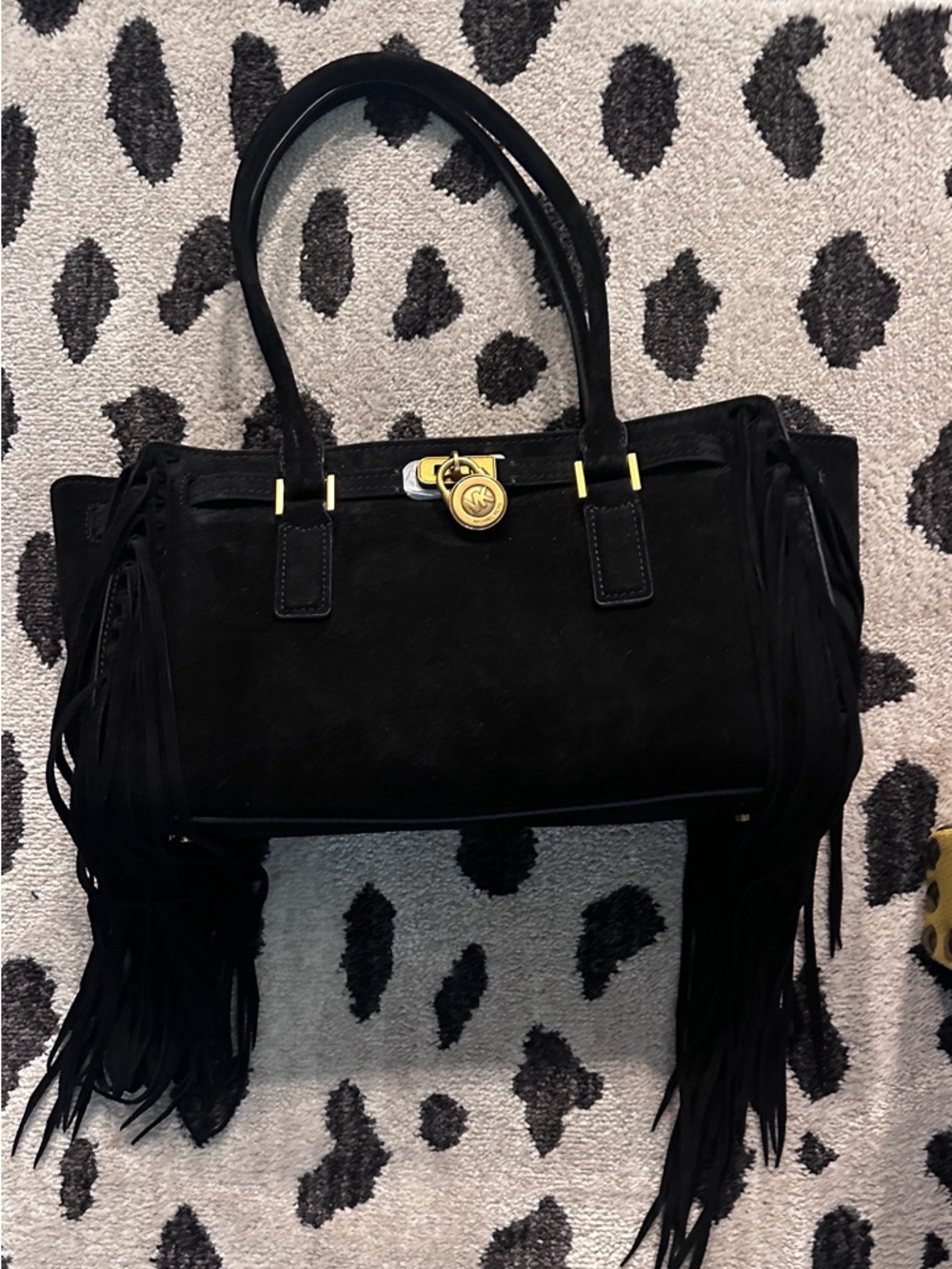NEW MICHAEL KORS
Hamilton Moderne Small Fringed Suede Satchel BLACK - Picture 5 of 6